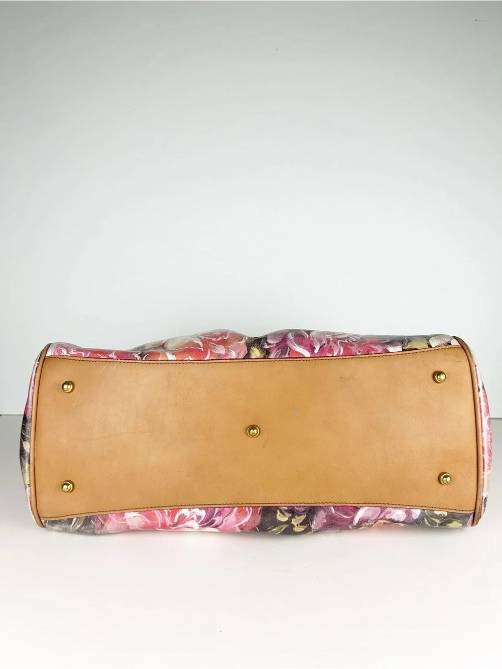 Brahmin Louise Rose Floral Hemmingway Leather Satchel Bag Purse